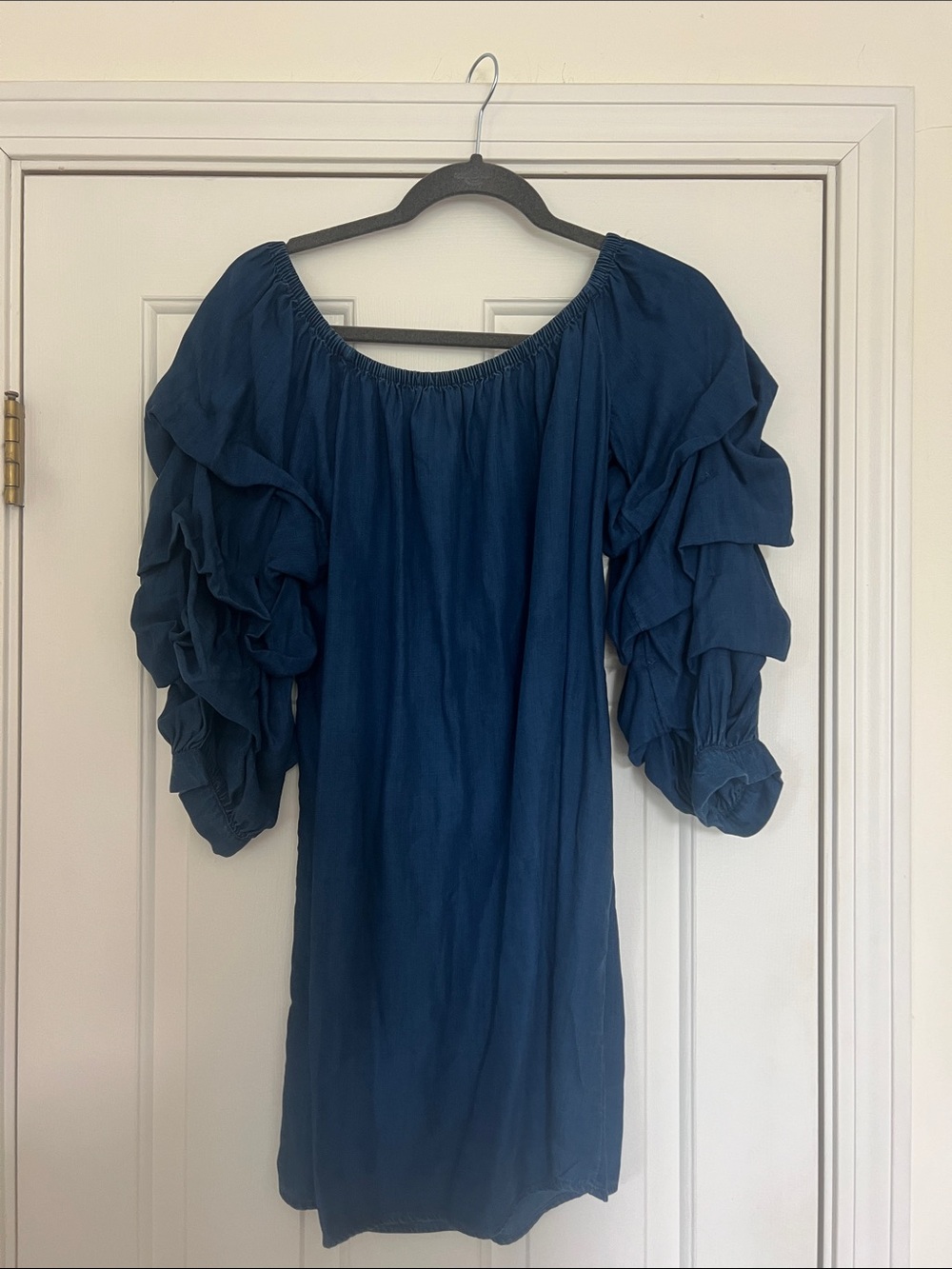 American Eagle Outfitters Navy Blue Tiered Ruffle Sleeve Dress